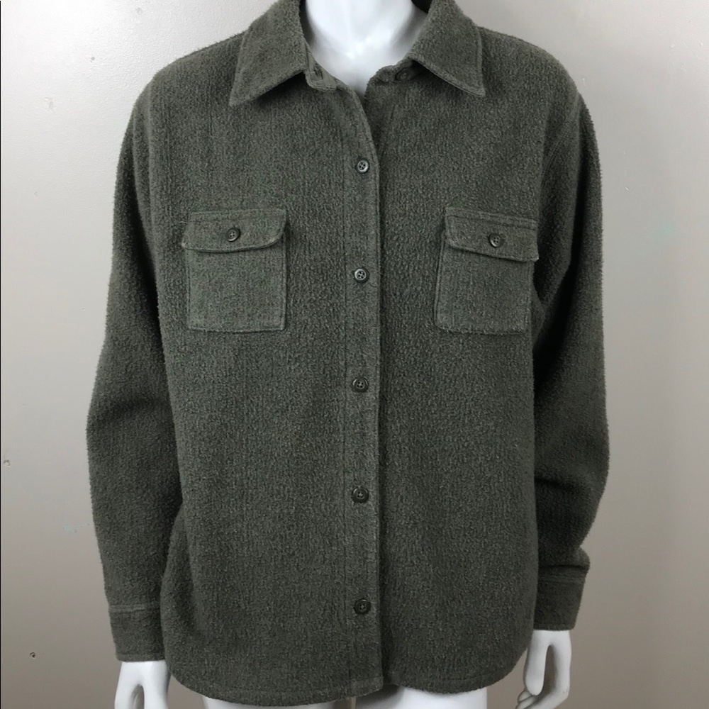 Green Eddie Bauer Long Sleeved Fleece Shirt